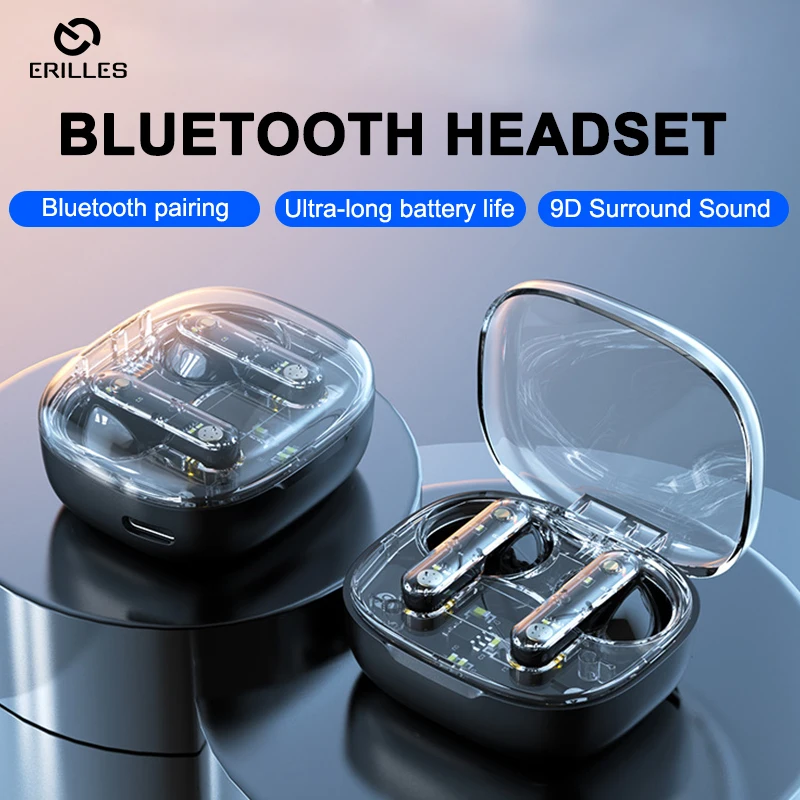 

DR91 TWS In Headphones Bluetooth Headset Gamer for Iphone Xiaomi Sports Music Transparent Bluetooth HIFI Mini Wireless Earbuds