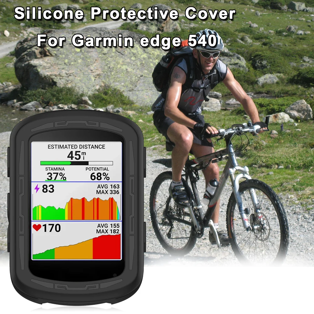 Solar Protective Case Cover + 3 PCS Glass Film Set for Bike GPS Silicone Shell Protector