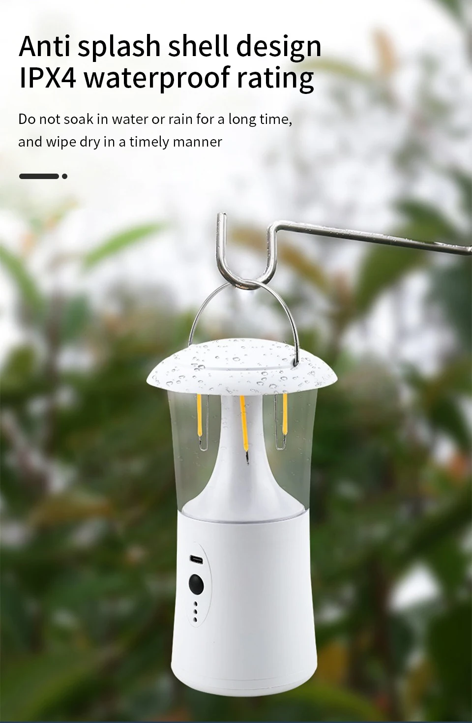 Description Picture 6 of itemLED Outdoors Camping Lights Dimming Stepless Camping Lamp USB Rechargeable Waterproof Hanging Camping Lighting Fixtures