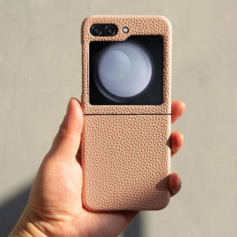 Enhanced Product Title: Luxurious Litchi Pattern Genuine Leather Flip Case