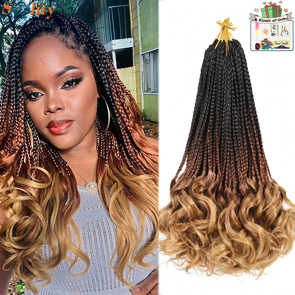 14 Inch Short French Curl Braids Ombre Brown to Blonde Goddess Box Braids  Crochet Hair French Curls Braiding Hair for Women Kids - AliExpress