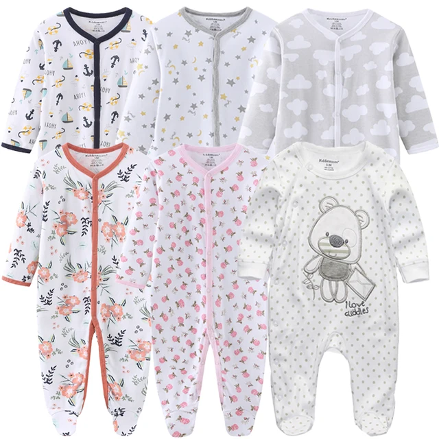 0-12Months Baby Rompers Newborn Girls&Boys 100%Cotton Clothes of Long Sheeve 1/2/3Piece Infant Clothing Pajamas Overalls Cheap 1
