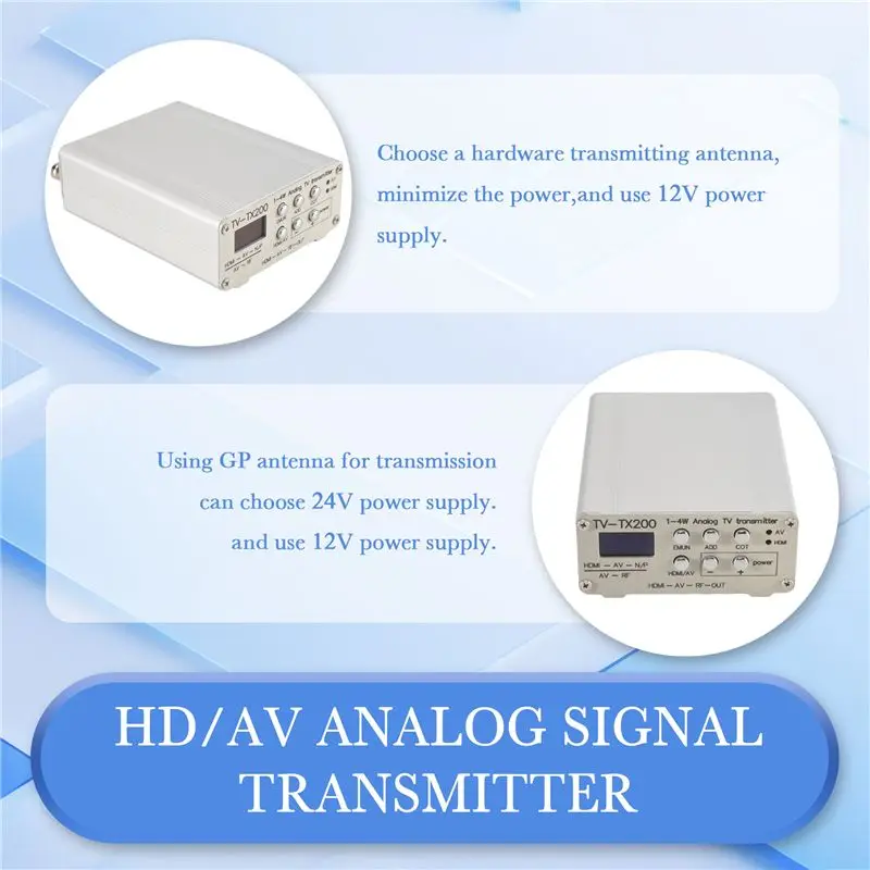 A42T-TV-TX200 VHF/UHF 아날로그 TV 송신기 지원 HD/AV 입력 텔레스코픽 안테나가 있는 아날로그 신호 송신기 EU 플러그
