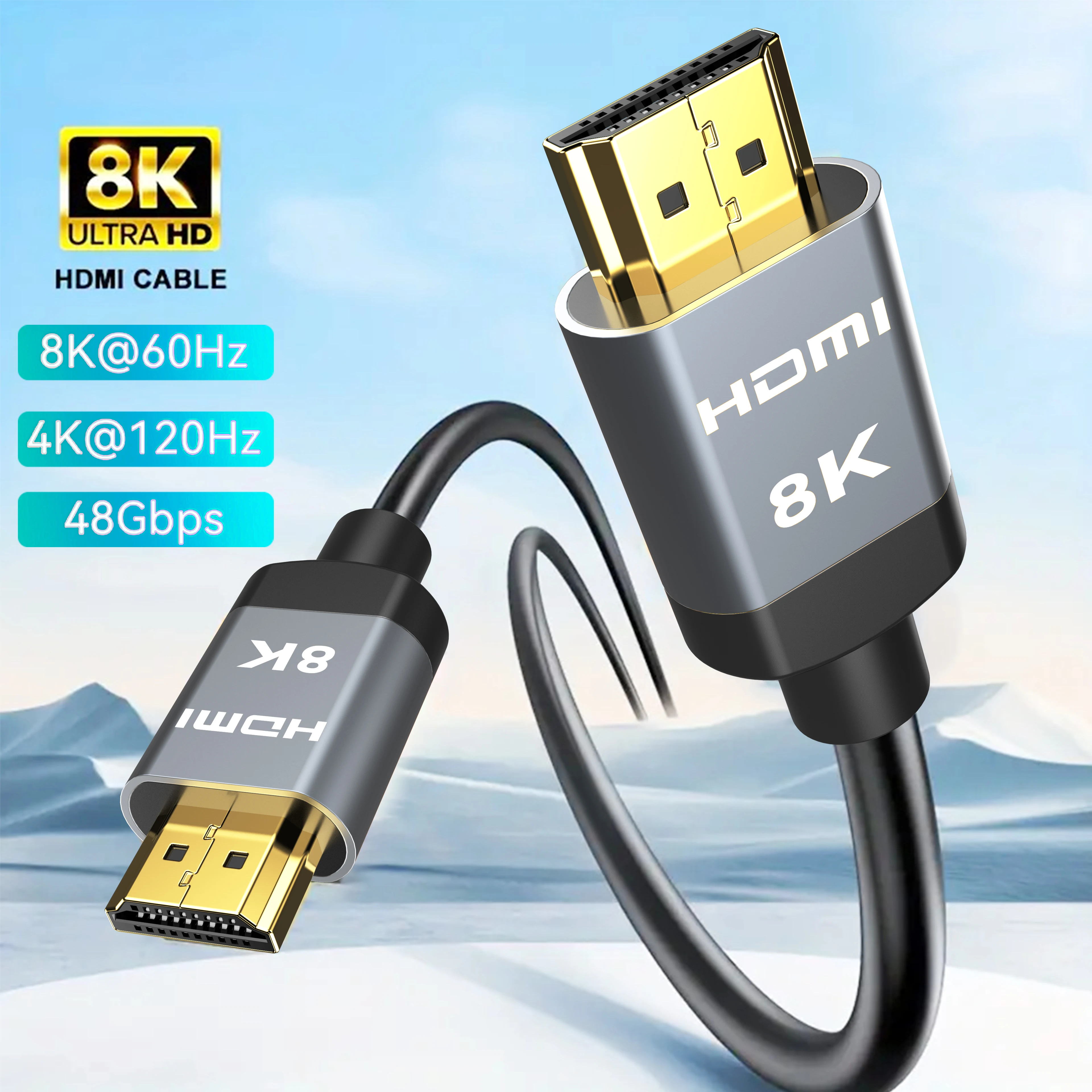 MIZIQIER 8K HDMI 2.1 Cables 48Gbps High Speed Cord-4K@120Hz 8K@60Hz Compatible With Roku TV/PS5/PS4/HDTV/RTX 3080 3090