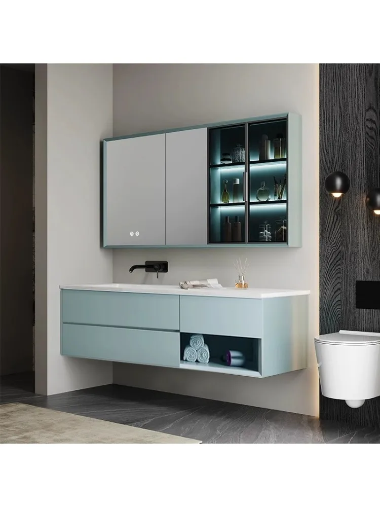 *Smart mirror cabinet, bathroom cabinet combination, Knaili integrated basin, modern simple oak washstand