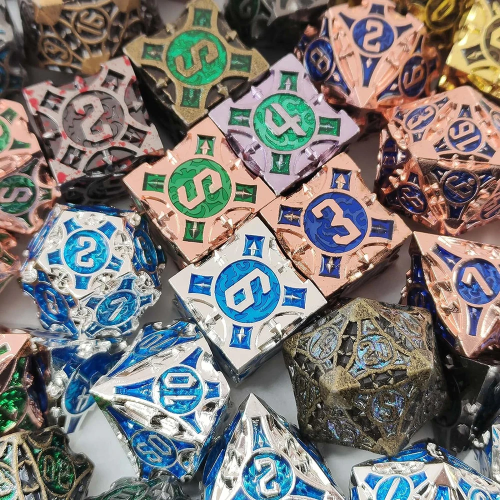 Zinc Alloy Solid Metal Dice DND Polyhedral Dice Used For Dungeon and Dragon MTG Pathfinder RPG Board Game D&D Role Playing Game 6