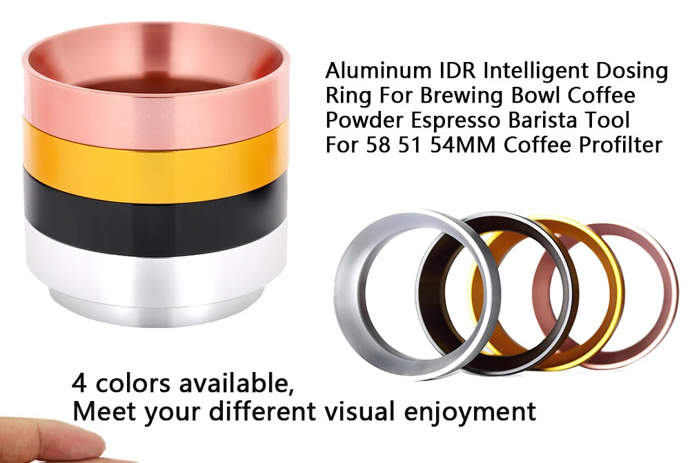 Black Aluminum IDR Intelligent Dosing Ring for Brewing Bowl Coffee Powder Espresso Barista Tool for 58MM Profilter Coffee Tamper Barista Tool
