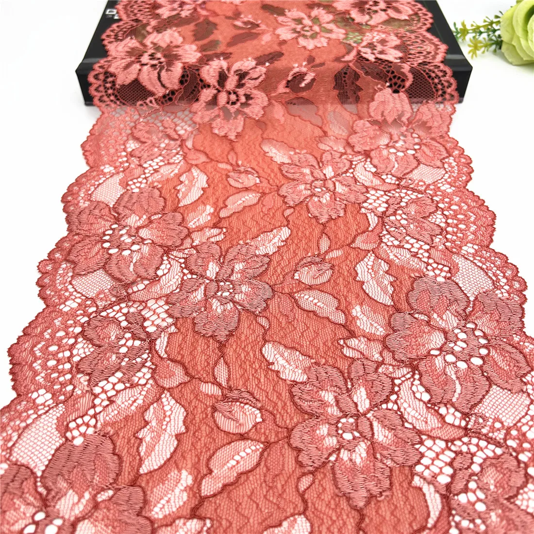 3y/lot Width 23cm Orange Red Elastic Stretch Lace 5