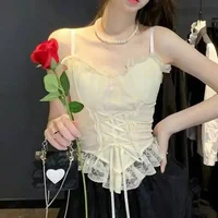 Vêtements pour femmes : Blouses, Crop tops sexy, Corsets, T-shirts à lacets, Camisoles, Débardeurs à fines bretelles, Gilets sans manches tendance 4