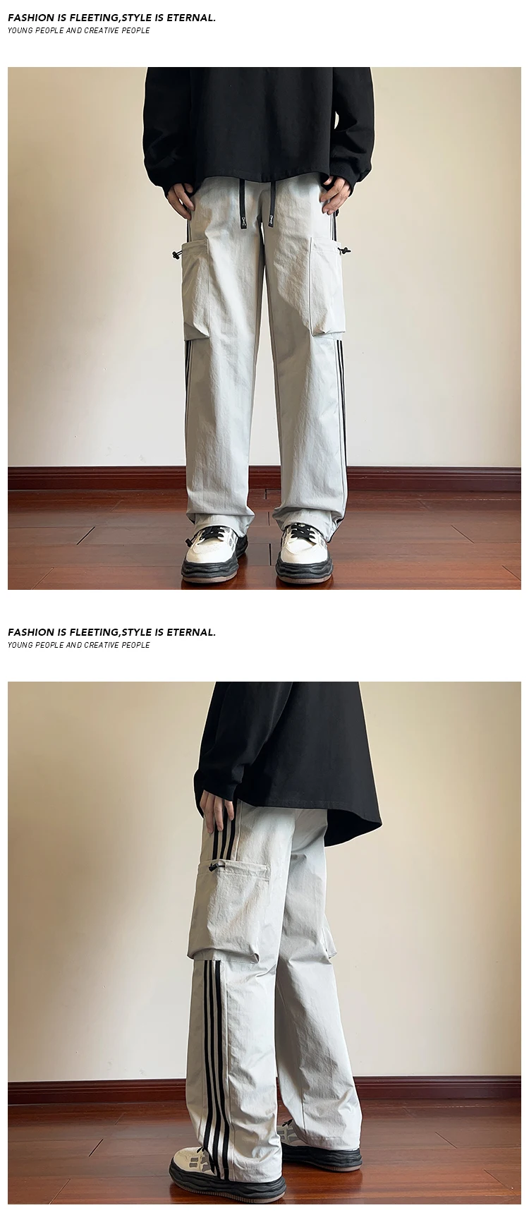calça estilo harajuku calça de corrida com elástico na para estilo hip hop