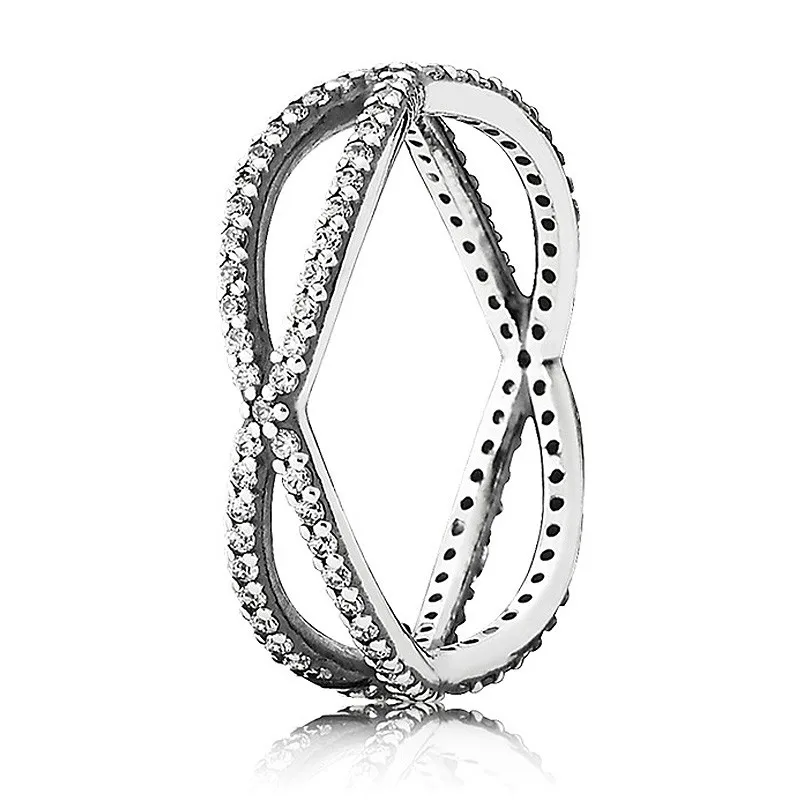 

Original Moments Entwined Silver Feature With Crystal Ring For Women 925 Sterling Silver Wedding Gift Fashion Jewelry