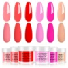 6pcs Red Pink Coral Dipping Powder Set, Air Drying Dip Powder Nail Kit No UV/LED Lamp Needed for Salon Manicure Nail Art 1