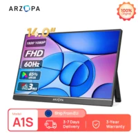 ARZOPA 14 pouces 1920x1080P IPS Mini moniteur Portable deuxième écran externe avec USB C HDMI pour Mac/ordinateur Portable/PC/Switch/PS/Xbox A1S 1