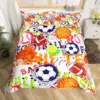 Blue Flame Soccer Duvet Cover Set Children Boys 3D Printed Football Quilt Cover Sets with 2 Pillowcases with Zipper Queen Size 4