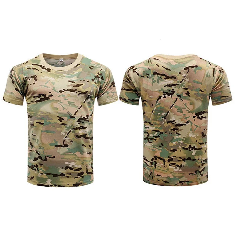 Hunting Camouflage T Shirt Summer Short Sleeve Tee Tops Men's T-shirt Outdoor Military Tactical Combat Fitness Hiking T-Shirt sport t shirt