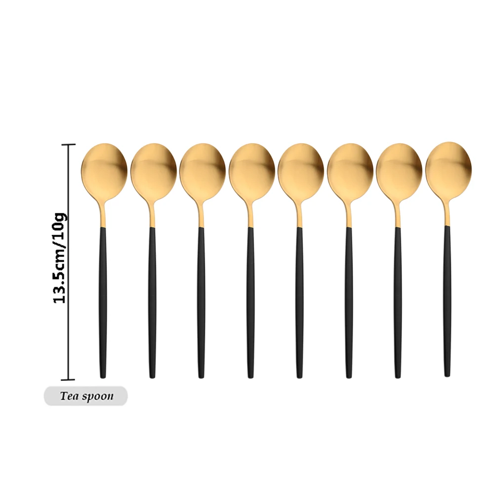 Description Picture 2 of itemDrmfiy Black Handle Gold Coffee Tableware Set 8/16/24/32 Spoon Dinnerware Bar Spoons Teaspoon Stirring Cutlery Set Kitchen Tool