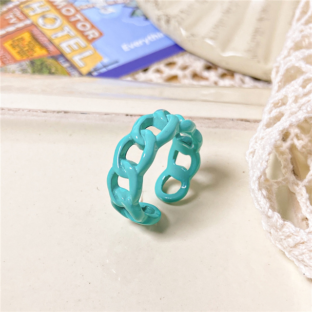 Ring Set Wholesale 2022 Summer Fashion Fruits Flowers Geometric Chain Candy Color Opening Rings Women Finger Jewelry