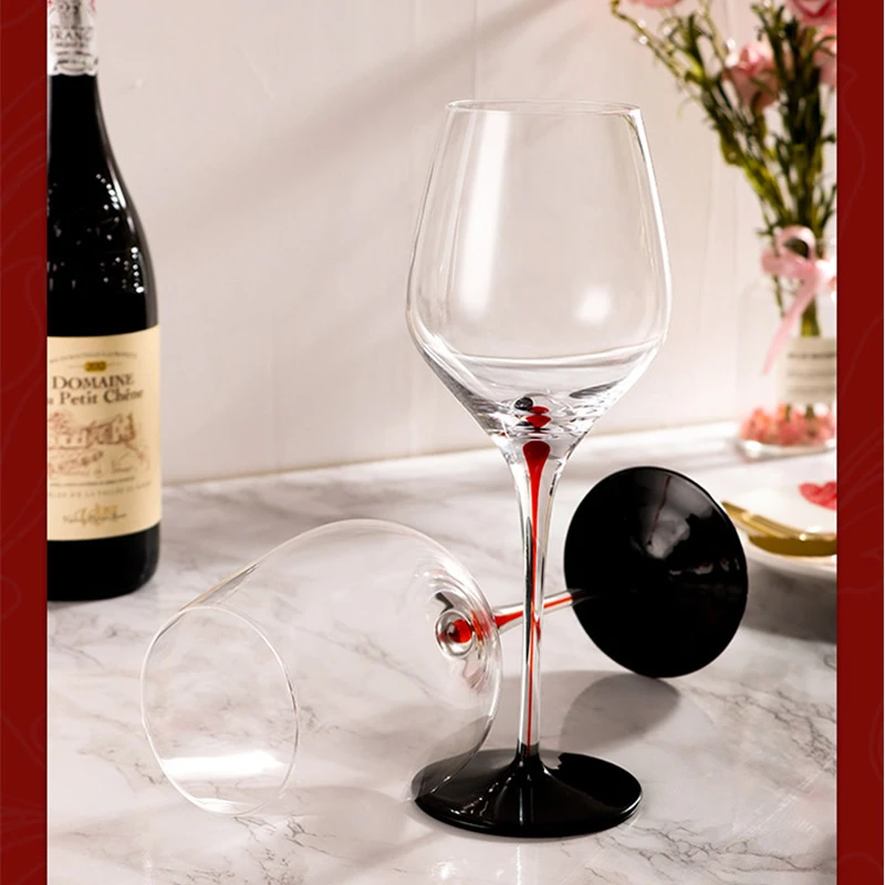 Crystal Red Wine Glass Highend Bordeaux Black Tie Style Red Stem Black