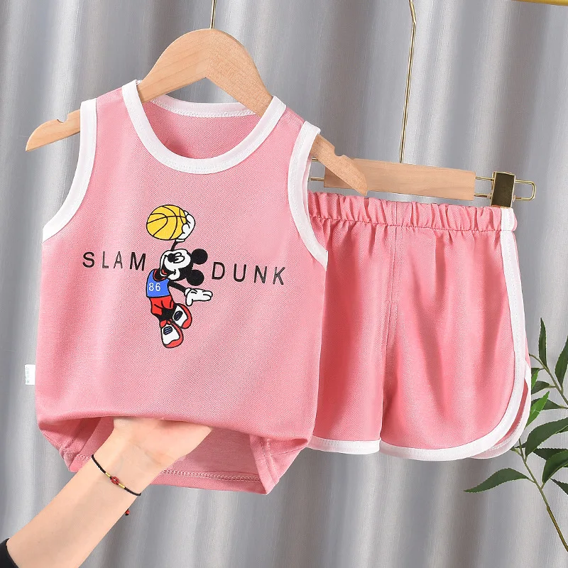 warm Baby Clothing Set Children's Suit 2-piece Set Baby Boy Summer New Style Minnie Cartoon Pattern Baby Boy Vest T-shirt + Pants Girl Letter Printing Baby Clothing Set Baby Clothing Set