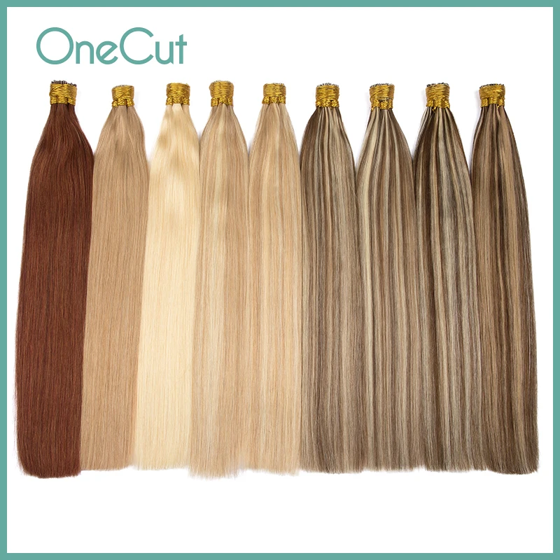 Hair Extensions Straight Stick I Tip Remy Human Natural Machine Made Muti-Color Keartin Pre Bonded Fusion 12inch-26inch