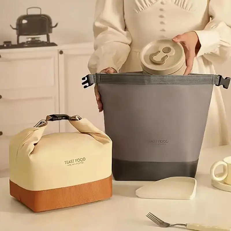 Foldable Lunch Bag with Aluminum Foil Portable Bento Bag Waterproof Thermal Lunchbox Bag Large Capacity for Camping Picnic