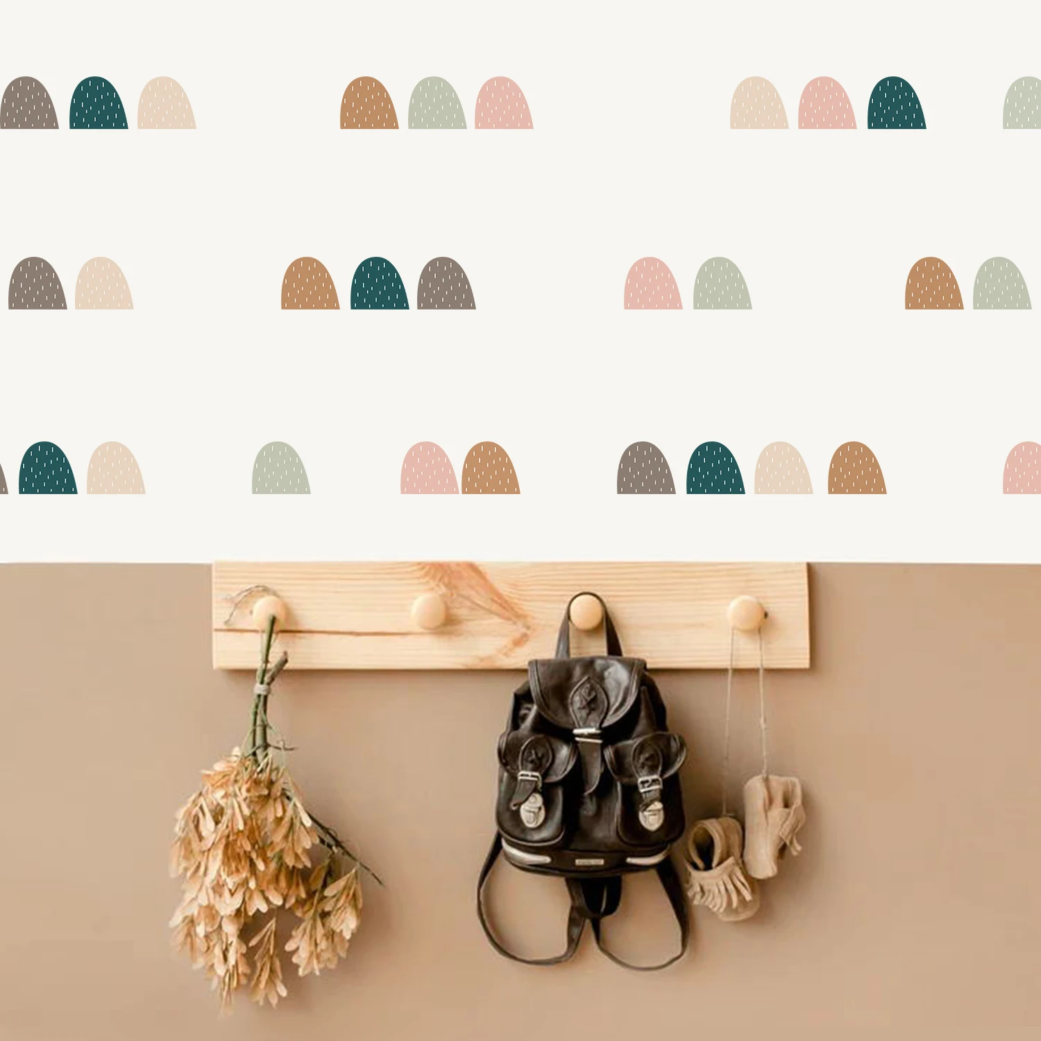 Nursery Decorations Polka Dots Patterned Hills And Mountains Wall