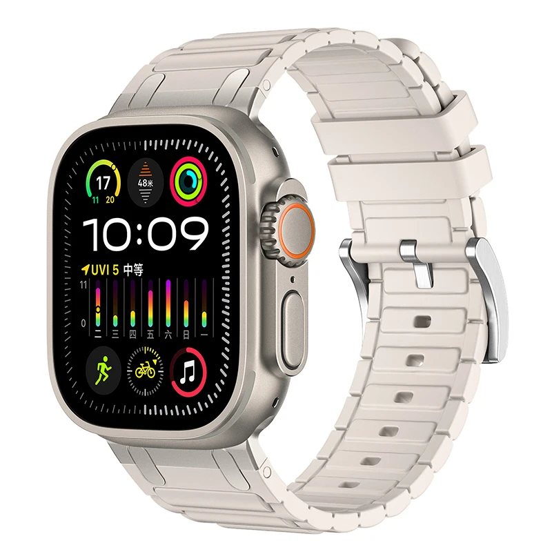 Enhanced Silicone Strap with Modified Metal Integration for Smartwatch Wristbands