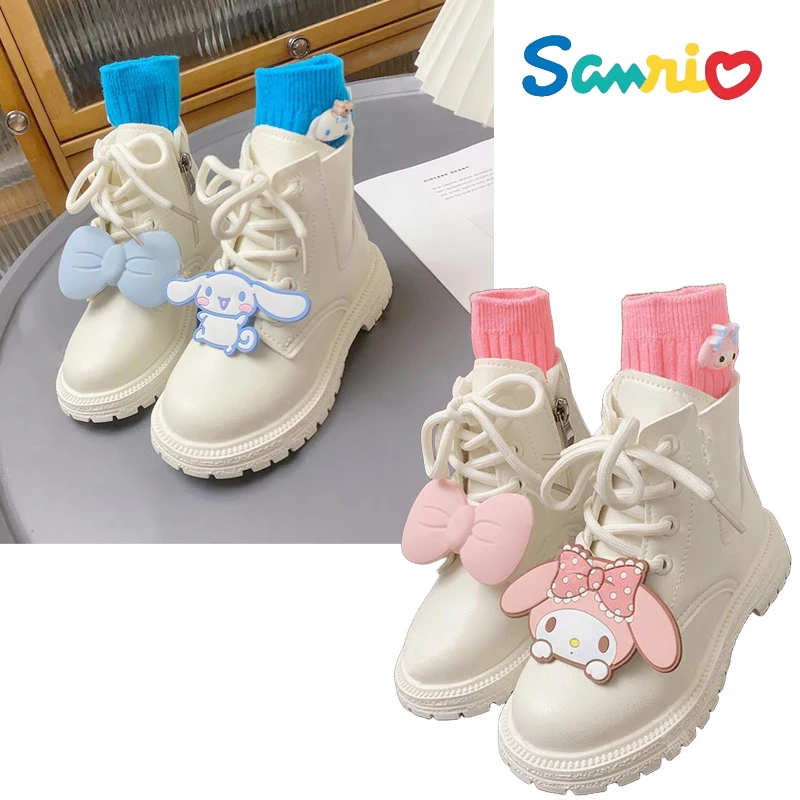 

Аниме Kawaii Sanrios Cinnamoroll My Melody детская повседневная обувь высокие мягкие ботинки Мартин Удобная Осенняя обувь для девочек Новинка