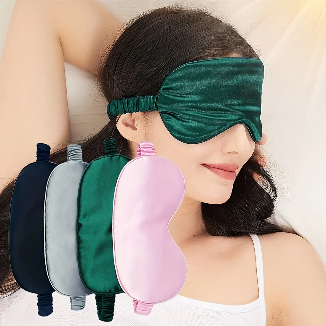 Double-sided imitation silk sleep eye mask image 1