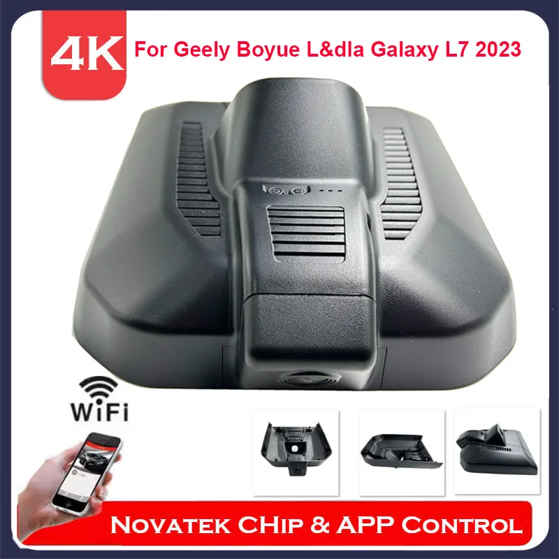 4K Anteriore E Posteriore Cam Wifi Dash Cam Per Geely Boyue L, Dla Atlas Pro, Dla Galaxy L7 2023 ,Plug And Play Car Dvr Con Controllo App