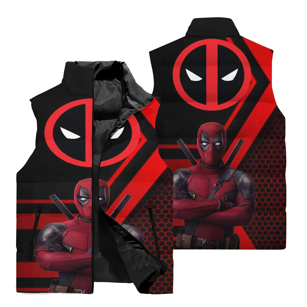 thumbnail image 5 of Chaqueta cortavientos de moda para hombre, chaqueta sin mangas con estampado 3D de superhéroe de Marvel Deadpool, chaqueta cálida para deportes al aire libre para hombre, 5 of 5
