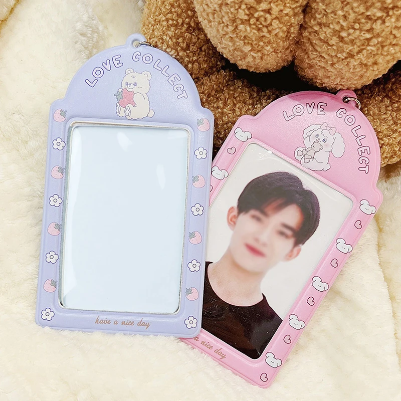 INS Photocard Holder With Keychain Idol Photo Protector ID Card Protective Case Girls Bus Card Sleeve School Stationery card holder,credit card holder,photo album,photo card holder,card protector,idol card protector,idol card book,desk card holder,postcard holder,photo card binder