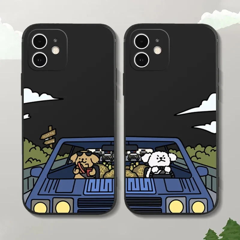Funny Cartoon Dog Phone Case Per Iphone 13 12 11 15 Pro Max Xs Max X Xr Cover Per Iphone 7 8 14 Plus Silicone Soft Couple Fundas