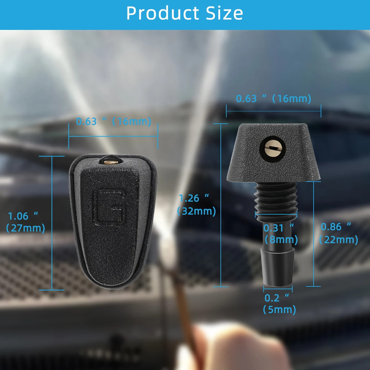 Windshield Washer Nozzle 360-degree Adjustable for Car