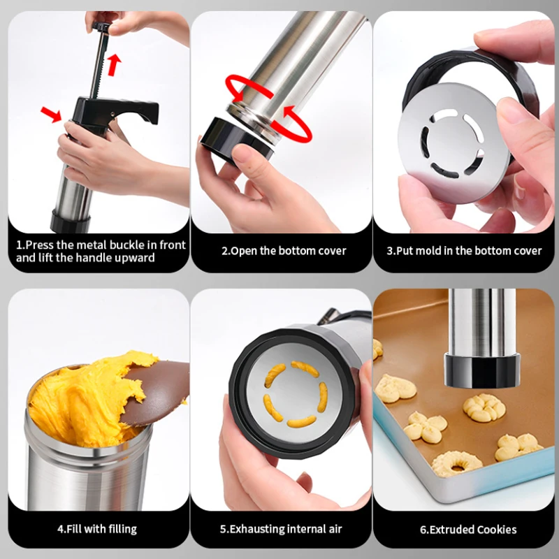 13pcs DIY Manual Cookie Mold Gun Cookie Press Kit Machine Gun Decorating Squeezing Machine Making Churros Device Baking Tool baking supplies