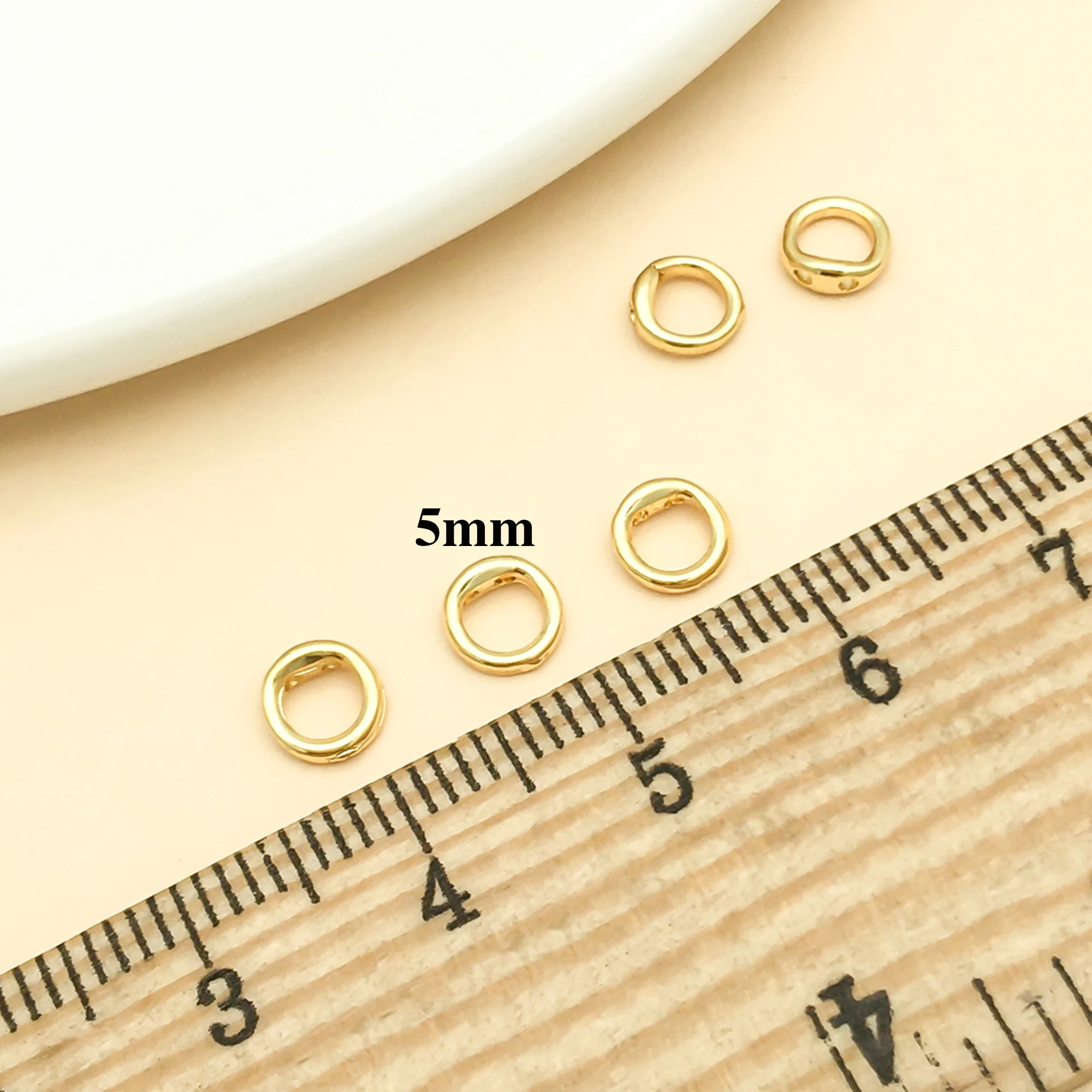 10/20/30 Stück Messing-Endperlenspitze, Doppelloch-Verbindungsringe, Endkappen für Halskette, Armband, Schmuckherstellung, Zubehör, 5/8 mm Durchmesser – Detail 10