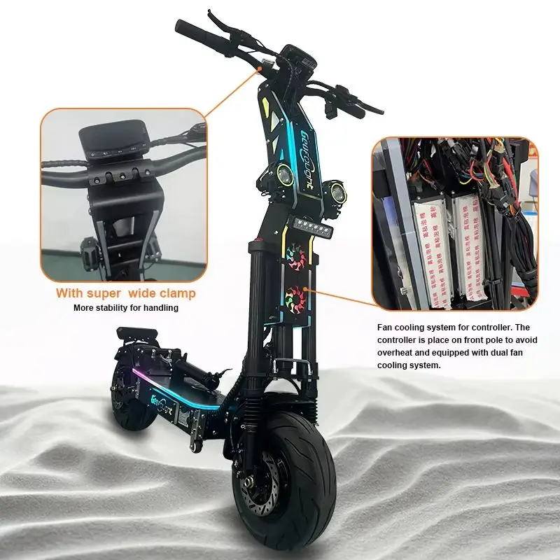 New 15000W 10000W 72V/50Ah/60Ah/100Ah Dual Motor 14 Inch Wheel Foldable E Scooter Long Range Off Road Scooter Electric