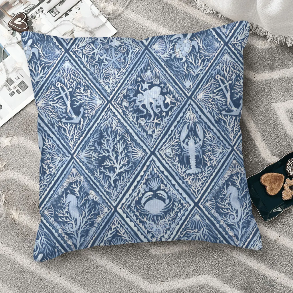 

Nautical Bogo Indigo White Cojines Navigation Throw Pillow Case Cushion Covers Home Sofa Chair Decorative Backpack