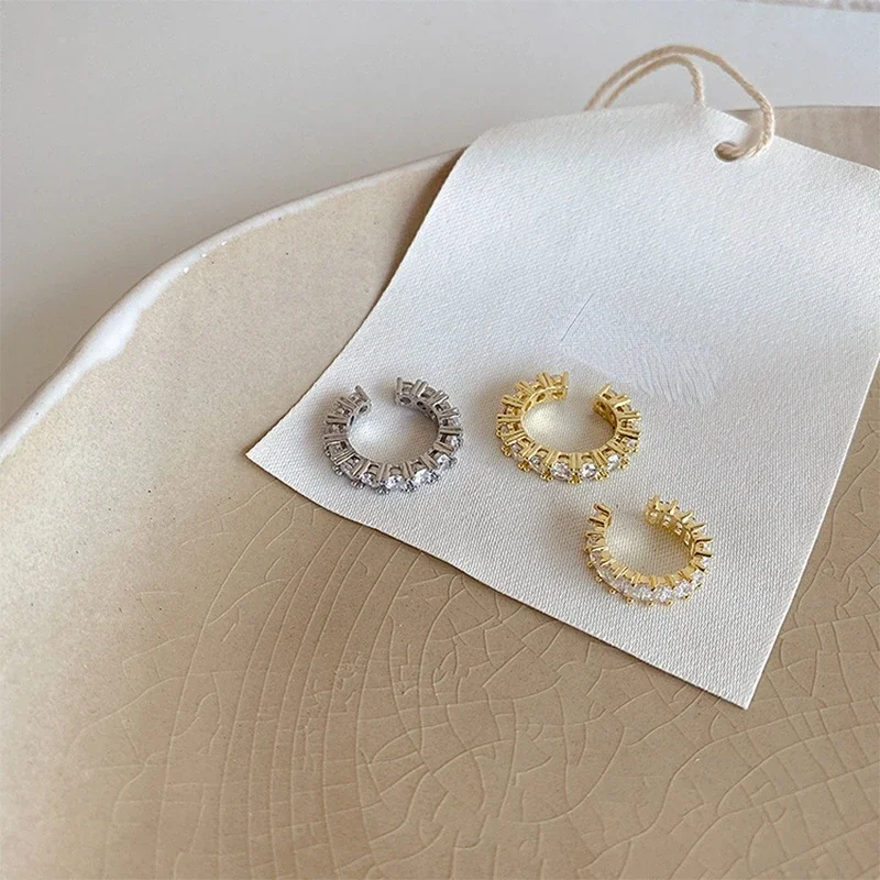 Gold Silver Color Full CZ Crystal Ear Cuff Clip on Earrings for Women Non Pierced Fake Piercing Earcuff Jewelry ear clip earrings,clip earrings,ear clip,ear accessories