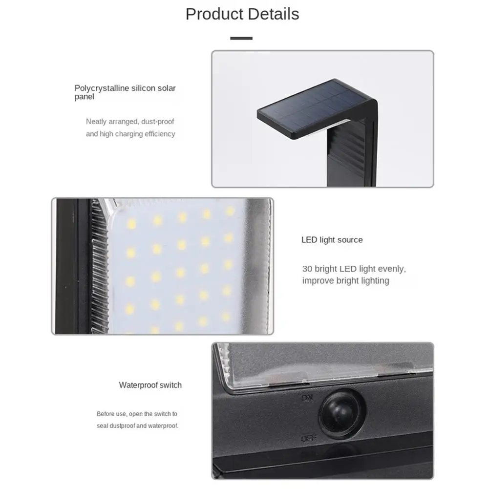 Luci solari da giardino a LED ABS+PC, esterne, IP64, impermeabili, ad alta luminosità, regolabili, con controllo della luce, lampada da prato a induzione_voghion.com