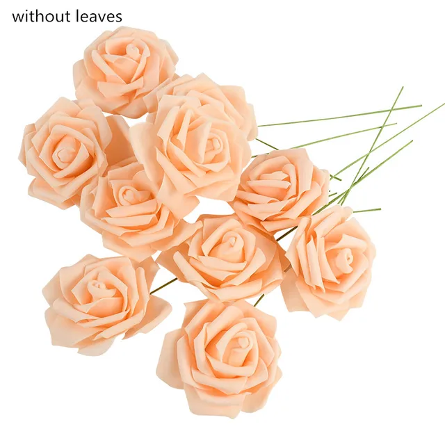 10/20/30 Heads 8CM Artificial PE Foam Rose Flowers Bride Bouquet Flower For Wedding Party Decorative Scrapbooking DIY Flower F21 peach