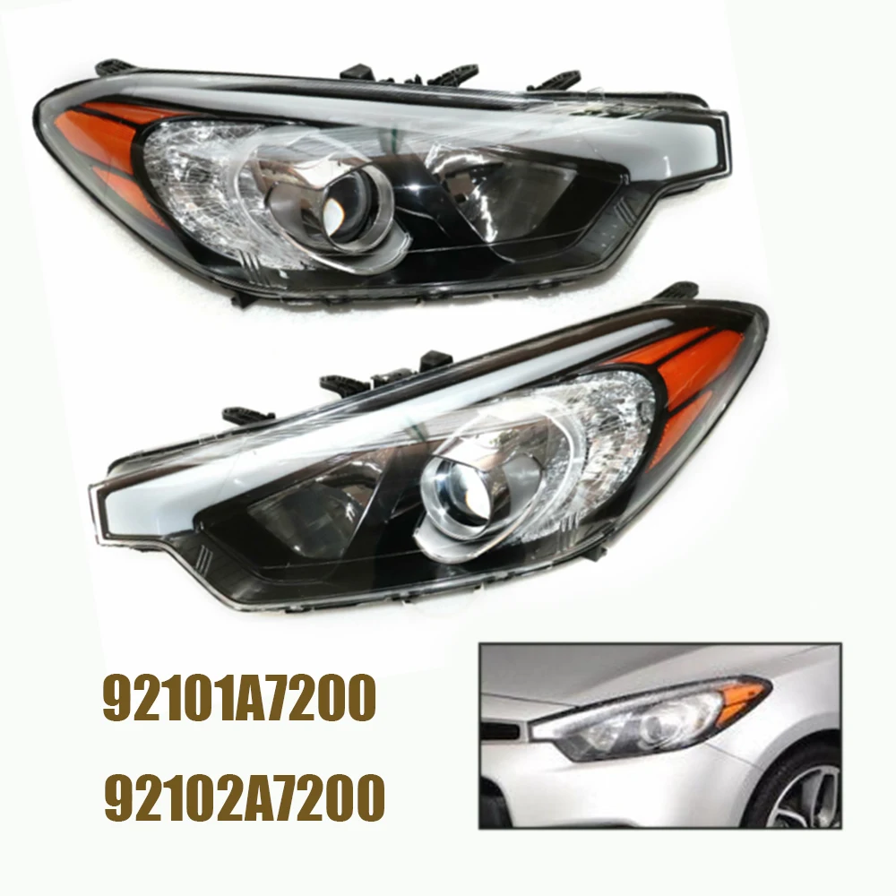 Headlight For 2014-2016 KIA Forte Forte Koup Forte5 Halogen Driver Left Side Front Lamp Chrome Passenger Side Headlight LH+RH 3