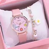 Kids Watches Pink Cute Children's Wristwatch Cartoon Pattern Quartz Watch Set for Girls Fashion Students' Clock Relogio Feminino 1