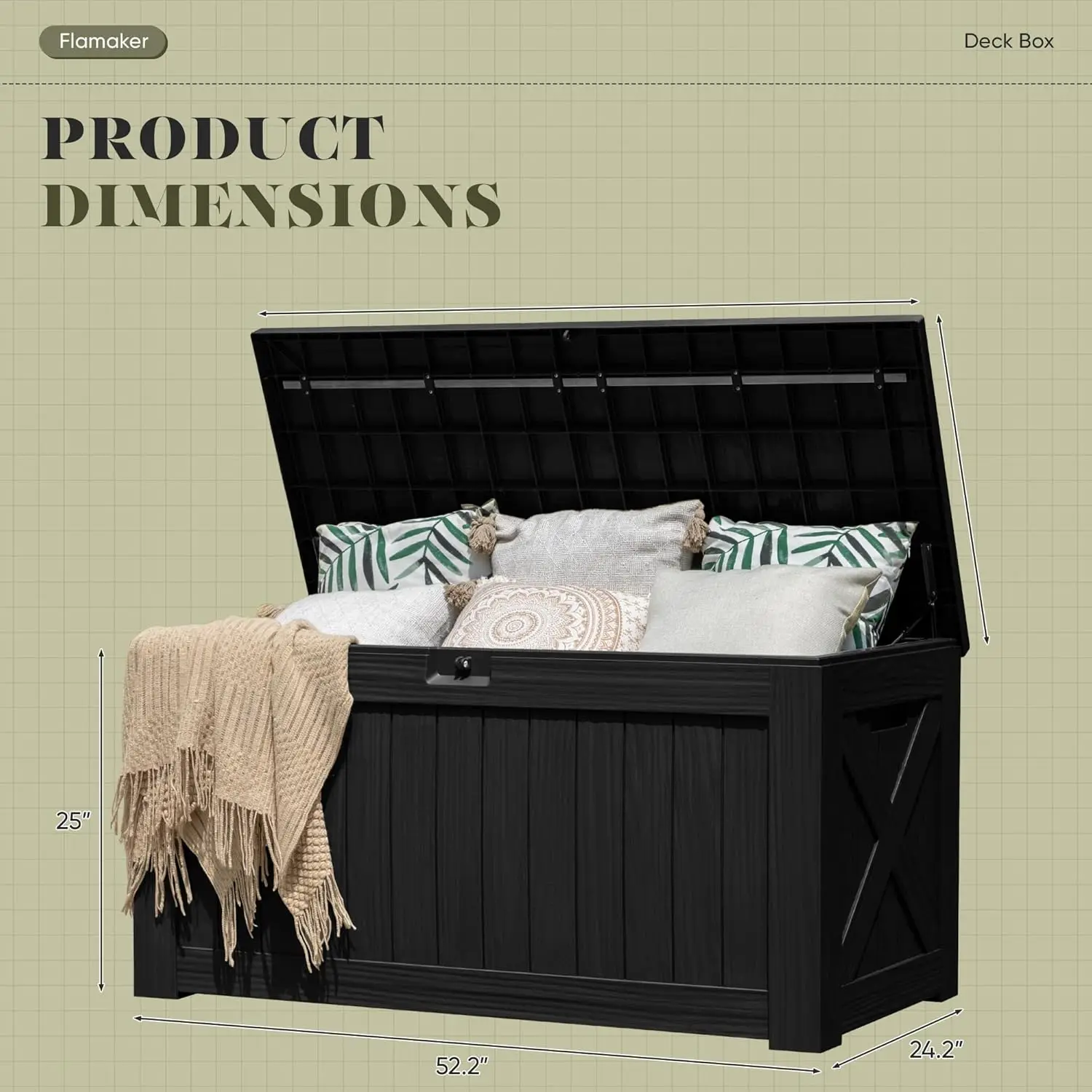 Resin Deck Box 120 Gallon Waterproof Large Deck Boxes Plus Outdoor Indoor Storage Box Imitation Wood Resin for Patio Fu 4