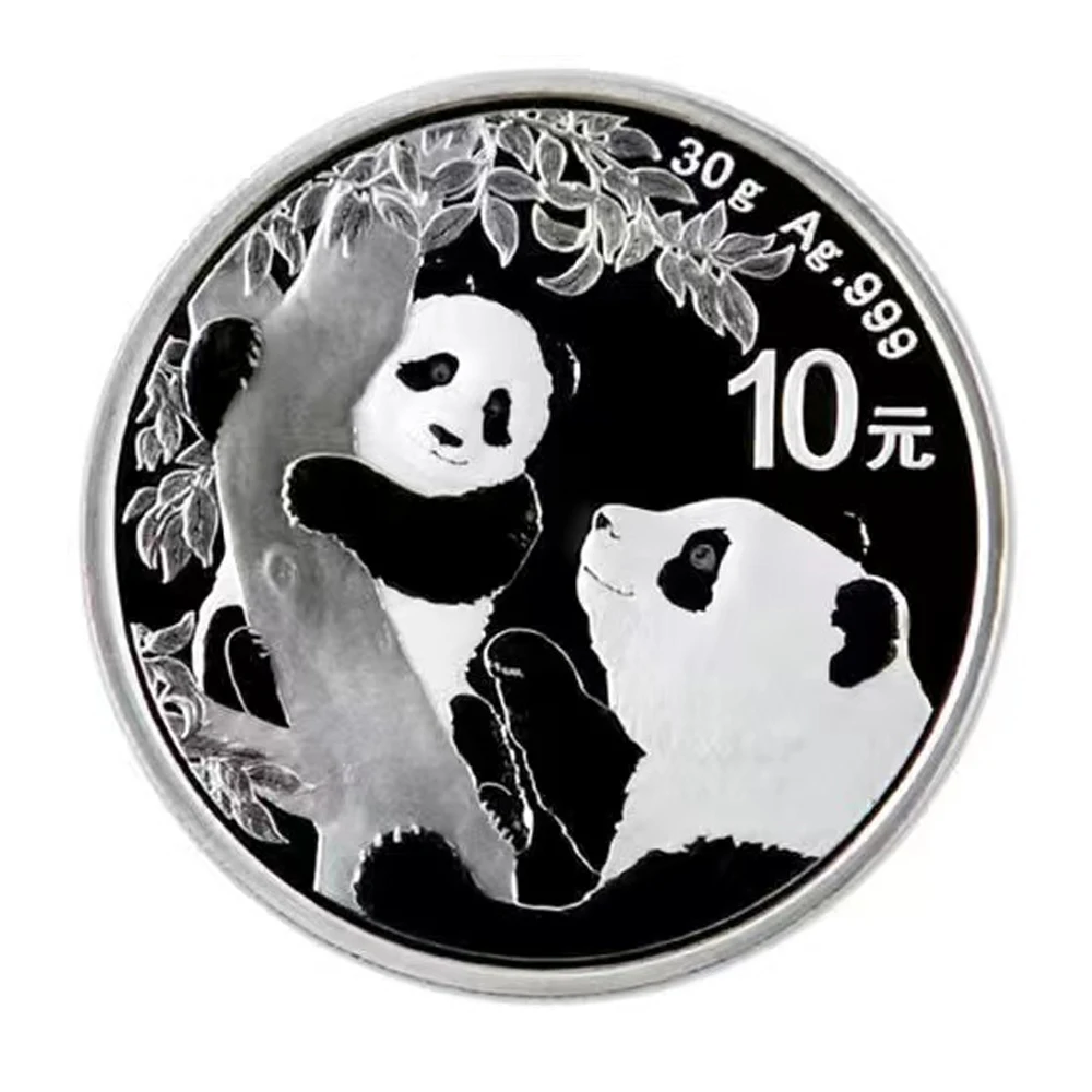 

2021 Китай 30 г Ag.999 твердая Серебряная монета панды 10 юаней UNC