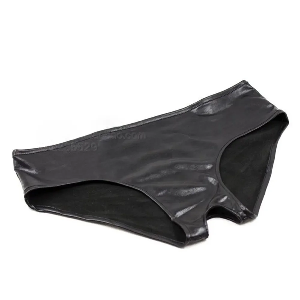 Womens Sexy Underwear Wet Look G-Strings Open Crotch Panties Underpants Lingerie Faux Leather Lingeries Black Shiny Glossy Pants women panties female underwear womens underwear