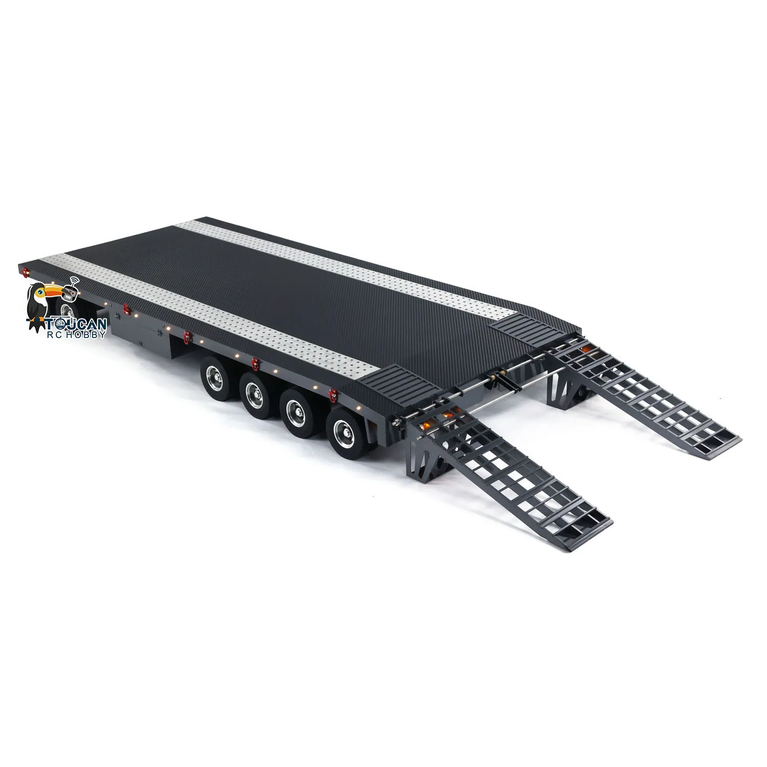 RC Metal Full Trailer 6 Axles 5 Axles for 1/8 1/10 1/12 1/14 RC Tractor Truck Excavator Crawler Car Remote Control Vehicle Model 3