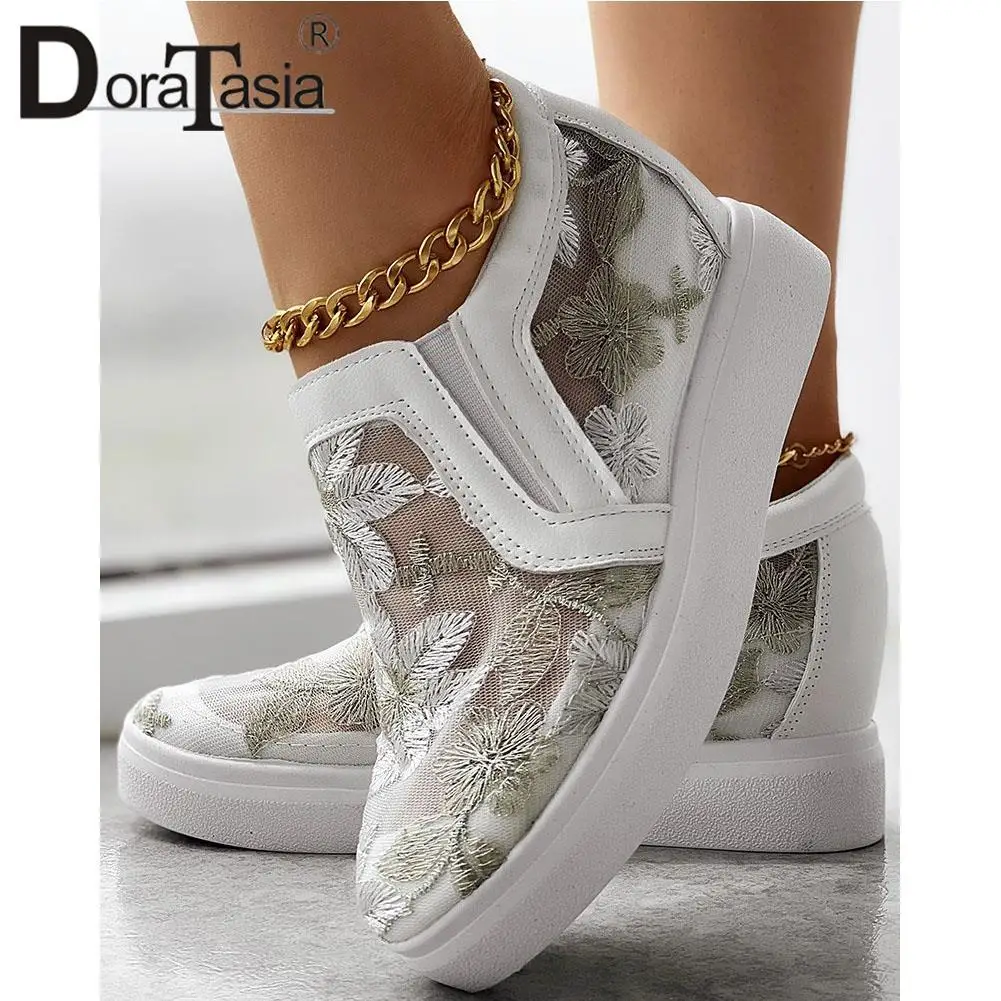 Brand Design Ladies Platform Summer Autumn Loafers Fashion Breathable Mesh Embroider Flower women's Flats Casual Shoes Woman