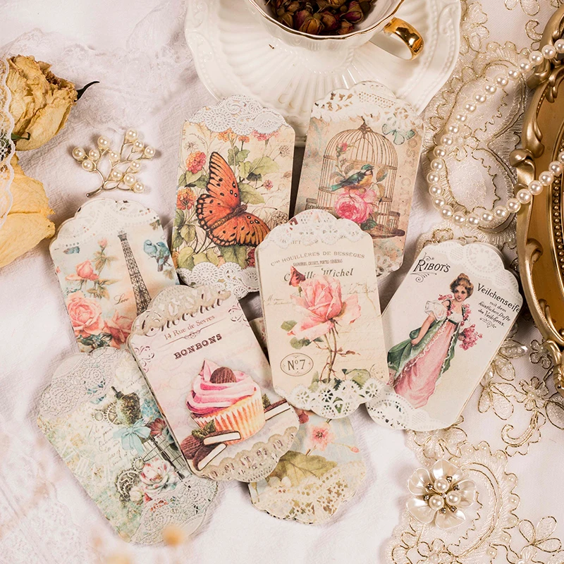 

Dimi 45Pcs/Pack Lace Series Material Paper Butterfly Rose Girls Die Cuted Memo Pad Deco Diary Collage Journaling Planner Junk