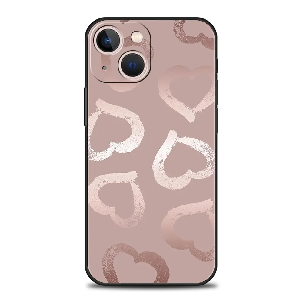 Gold Rose Love Heart Soft TPU Phone Case Cover
